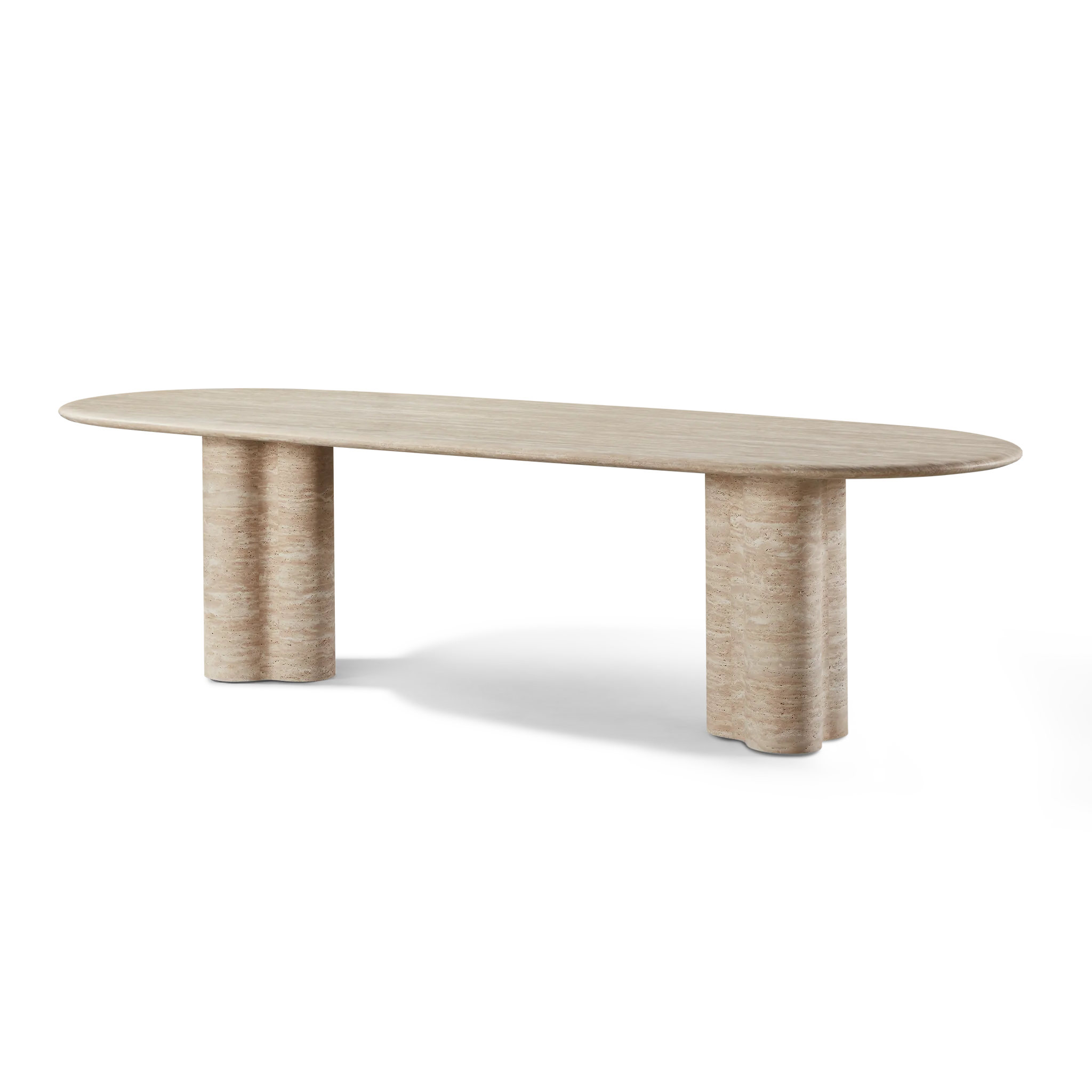Porto Travertine Pill Dining Table 108" - Image 3