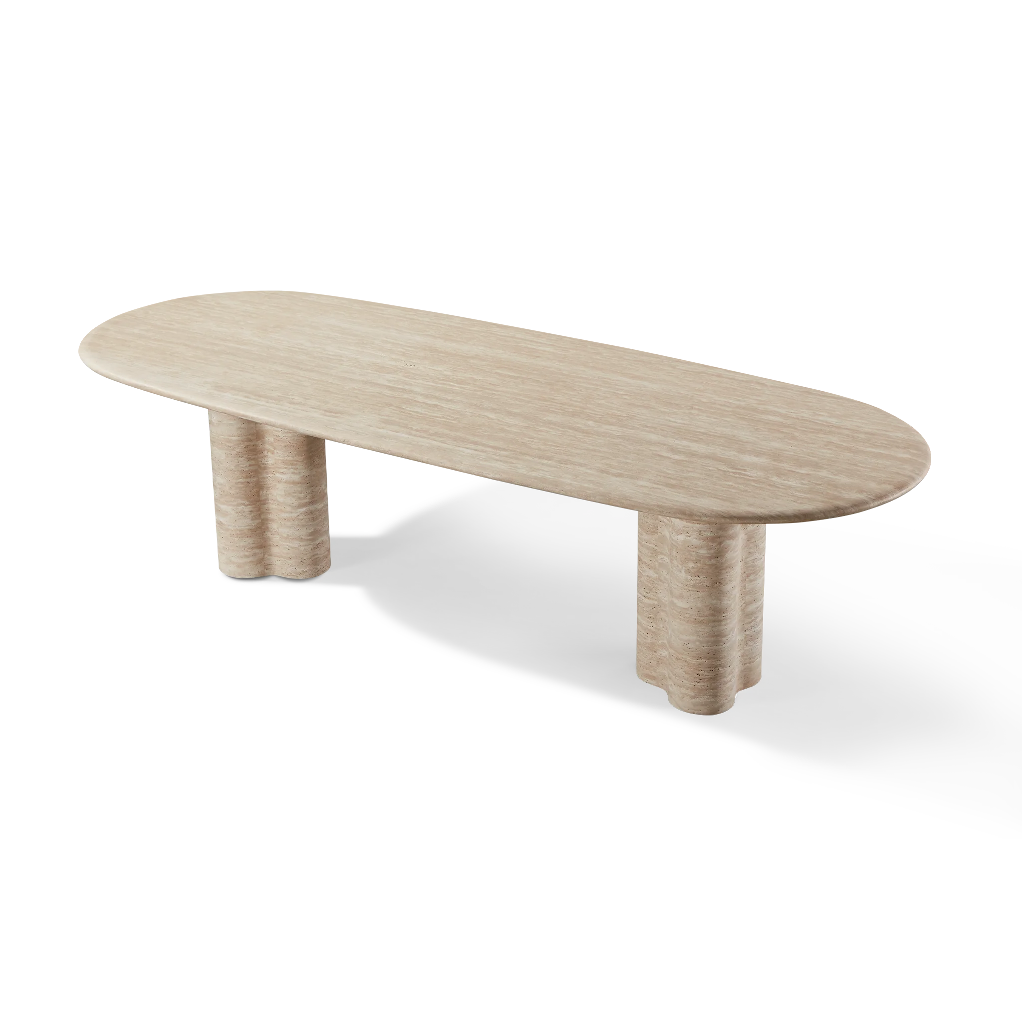 Porto Travertine Pill Dining Table 108" - Image 4