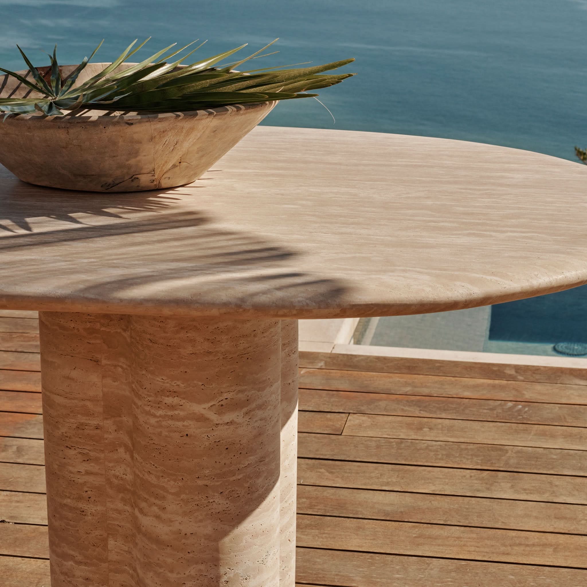 Porto Travertine Pill Dining Table 108" - Image 6