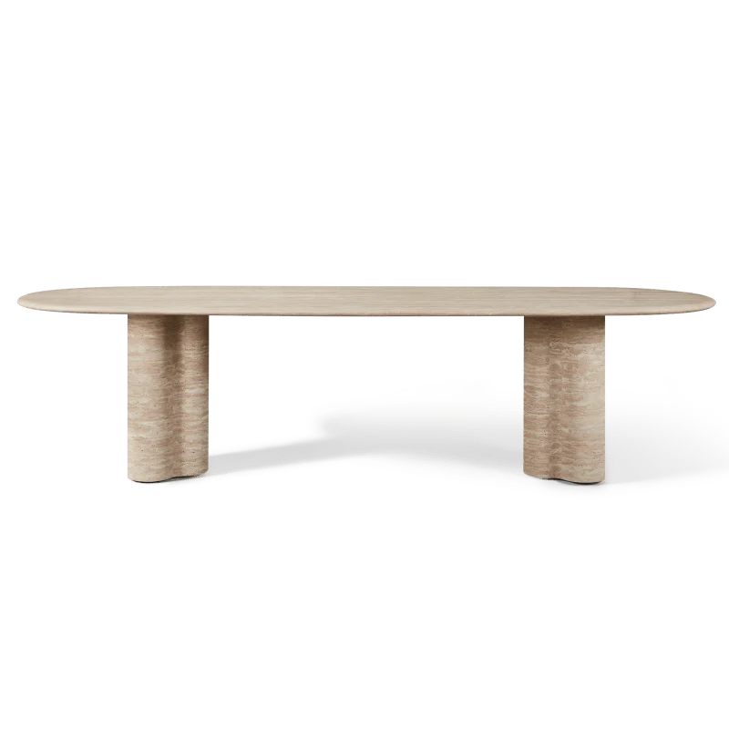 Porto Travertine Pill Dining Table 120"