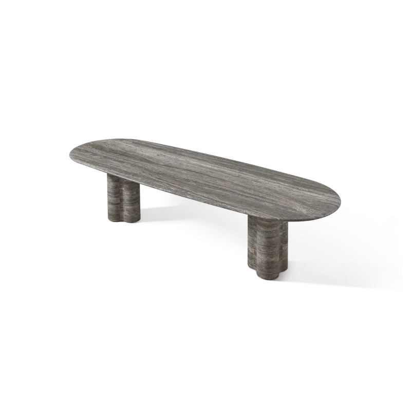 Porto Travertine Pill Dining Table 120" - Image 14