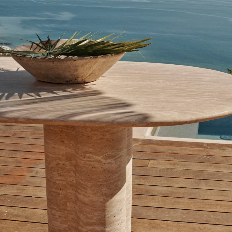 Porto Travertine Pill Dining Table 120" - Image 15