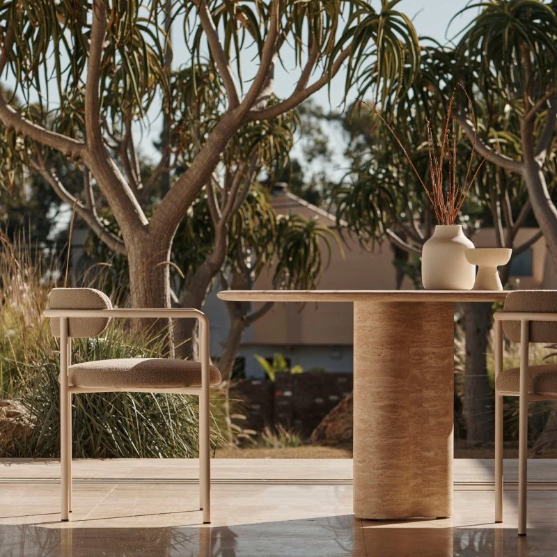 Porto Travertine Pill Dining Table 120" - Image 7