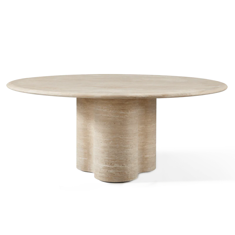 Porto Travertine Round Dining Table 72"