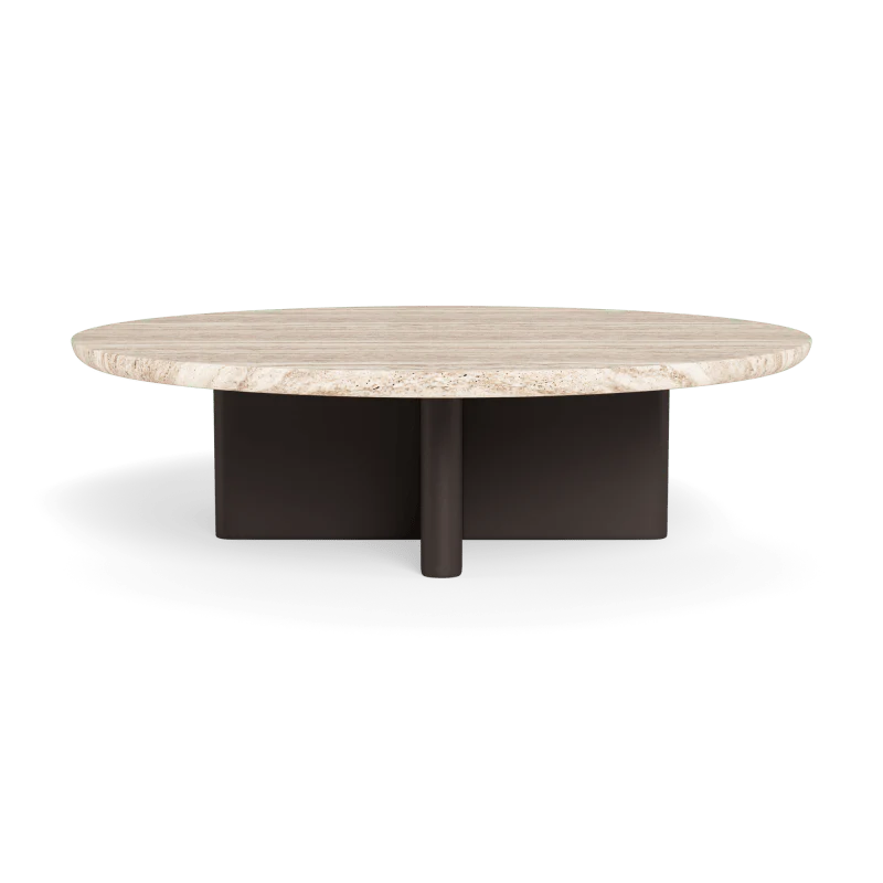 Victoria Aluminum Round Stone Coffee Table - Image 8